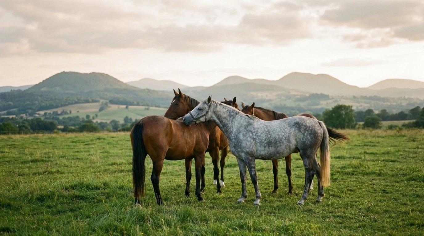 Les chevaux du Écurie de la Mine en liberté, Haute-Loire